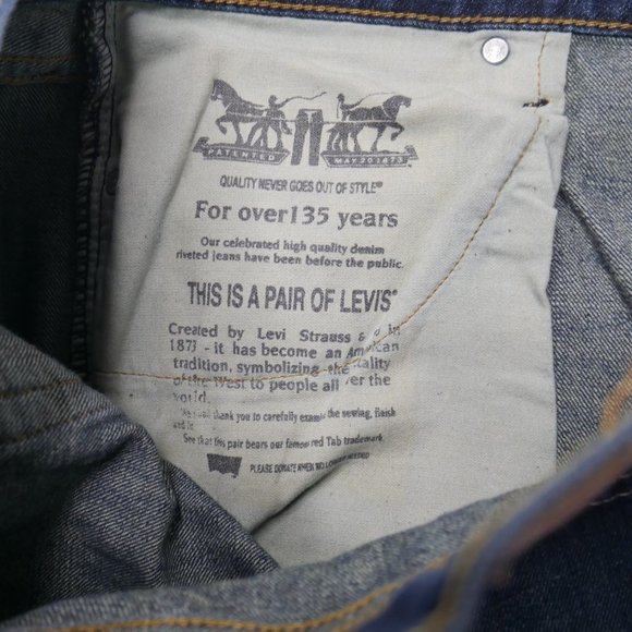 Levis 514 Size 38x30 Jeans Mens Straight Leg Regular Fit Dark Wash Distressed - Picture 6 of 7